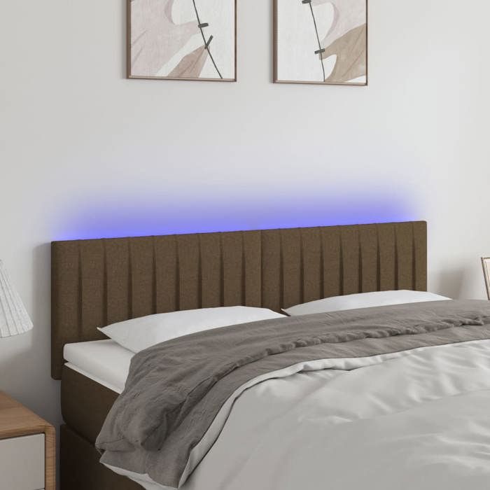 VidaXL LED Headboard Bedroom Furniture Double Bed Accessory Head of Bed Frame Interior Dark Brown 3121851
