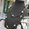 Tiger'S Eye Stone Bamboo Pendant Necklace Retro Maillard Versatile Long Sweater Chain Light Luxury High-End Jewelry