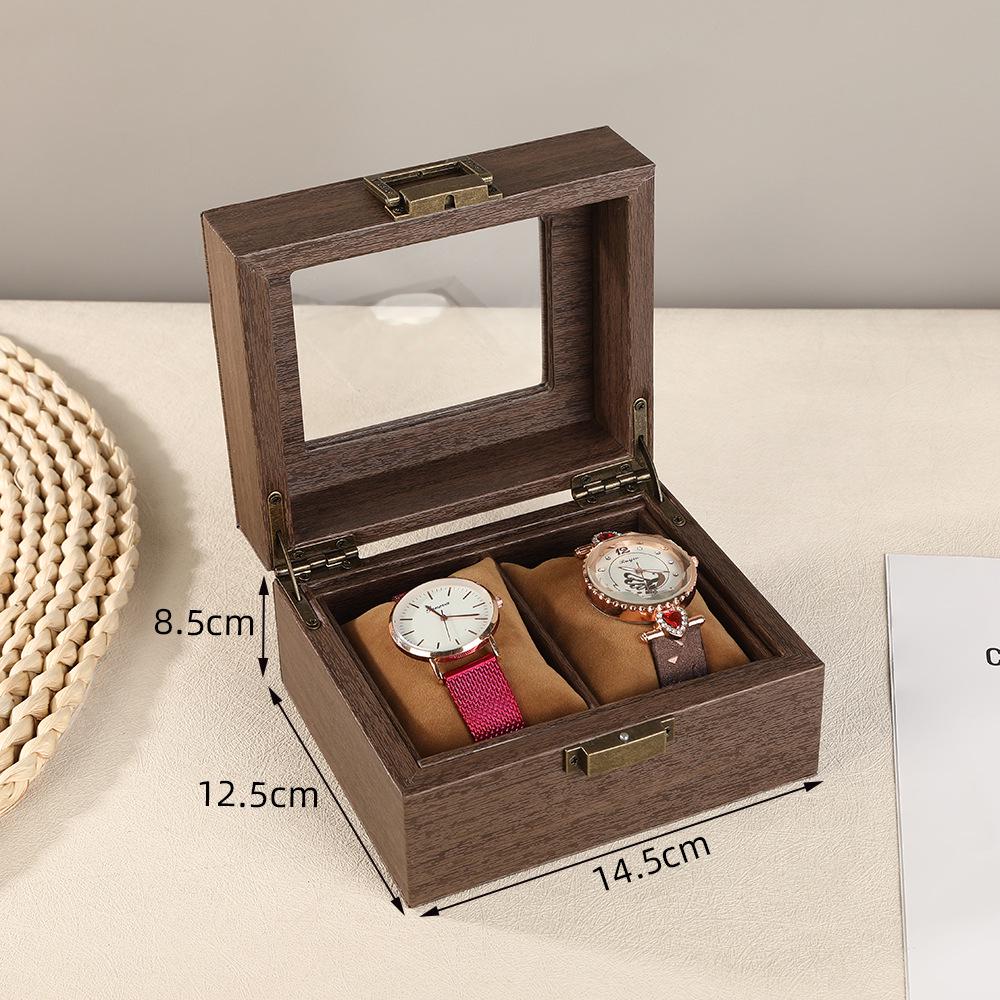 Vintage Wood Grain Leather Watch Box - High-End Bracelet Display & Storage Case