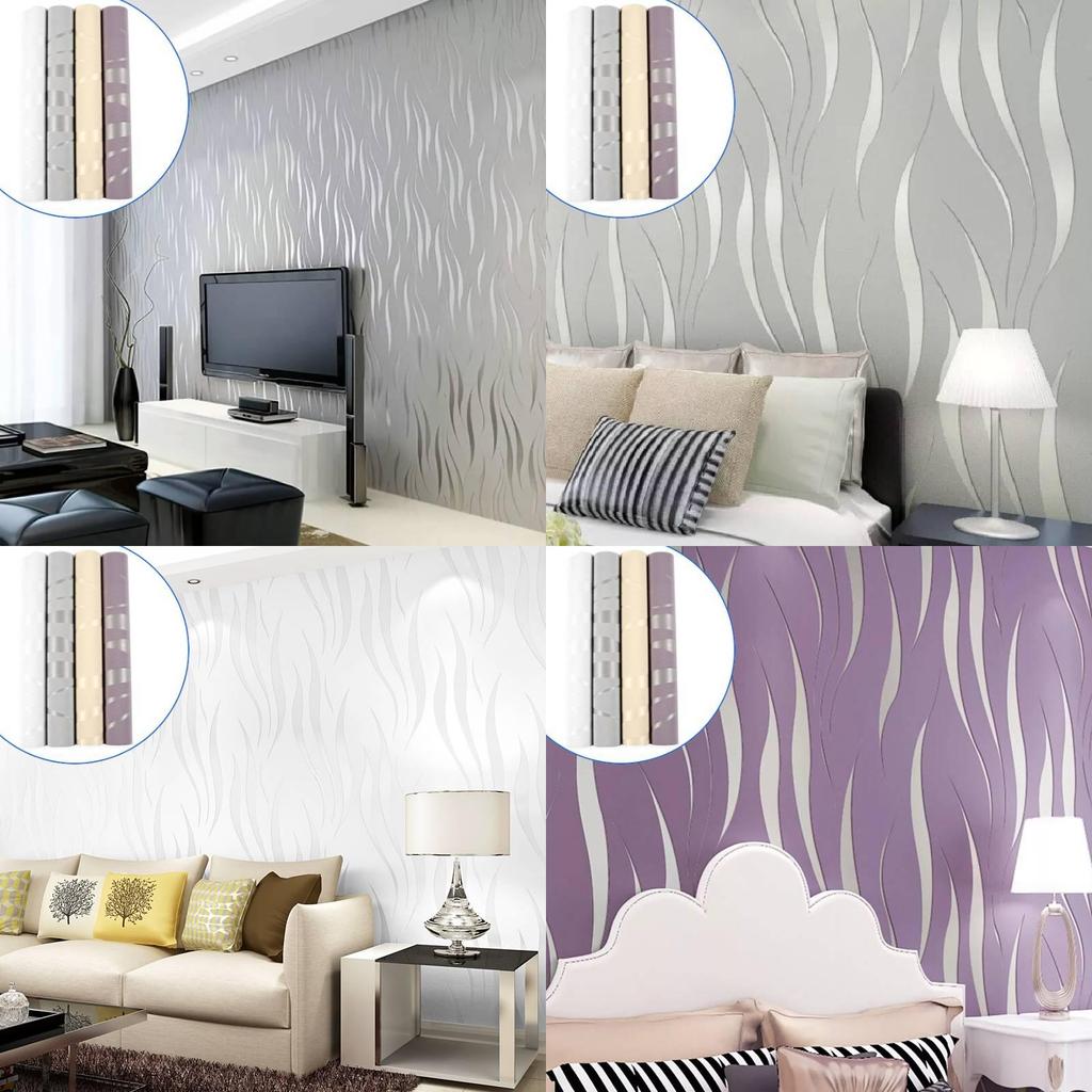 Modern Stylish Gray Wave Stripe Wallpaper For Living Room And Tv Background Decor