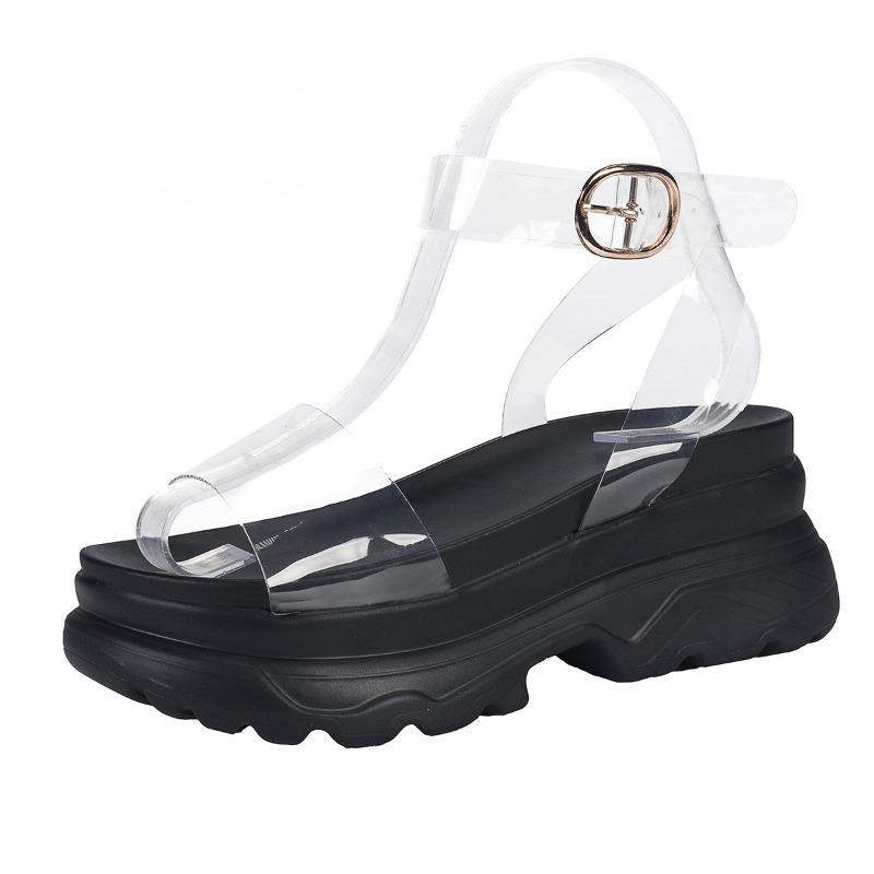 Summer water platform high-heeled platform sandals women's shoes large size muffin shoes platform buckle sandals