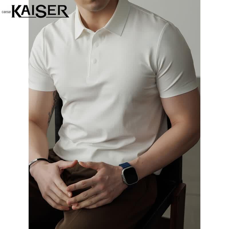 Kaiser Men's Long-Staple Cotton Breathable Polo Shirt