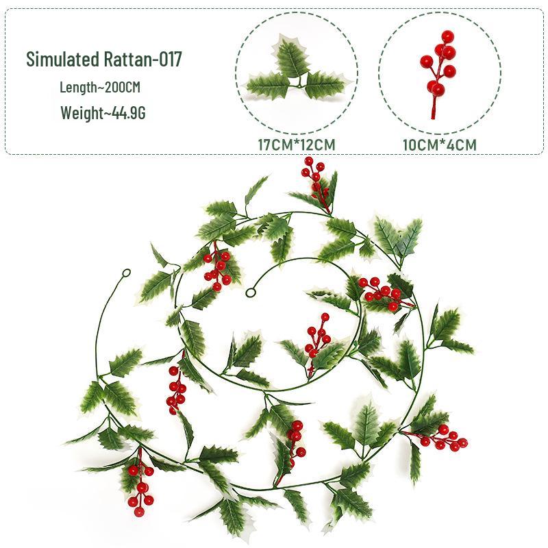2026 Artificial Christmas Vine with Red Berries - European and American Wall Hanging Decoration