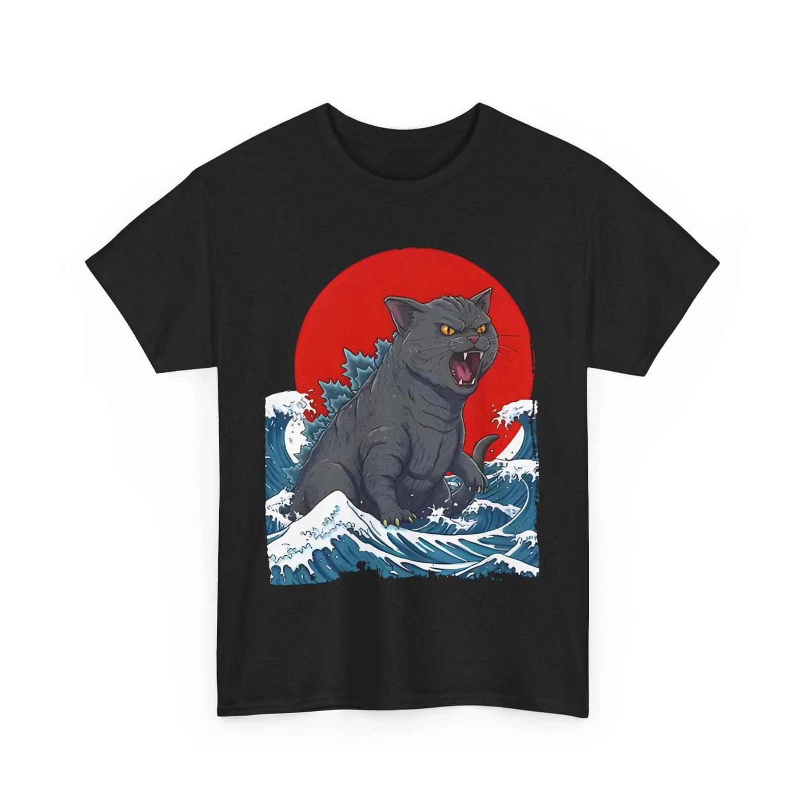 Catzilla T-Shirt – Funny Cat Godzilla Hybrid Graphic Tee for Cat Lovers XL