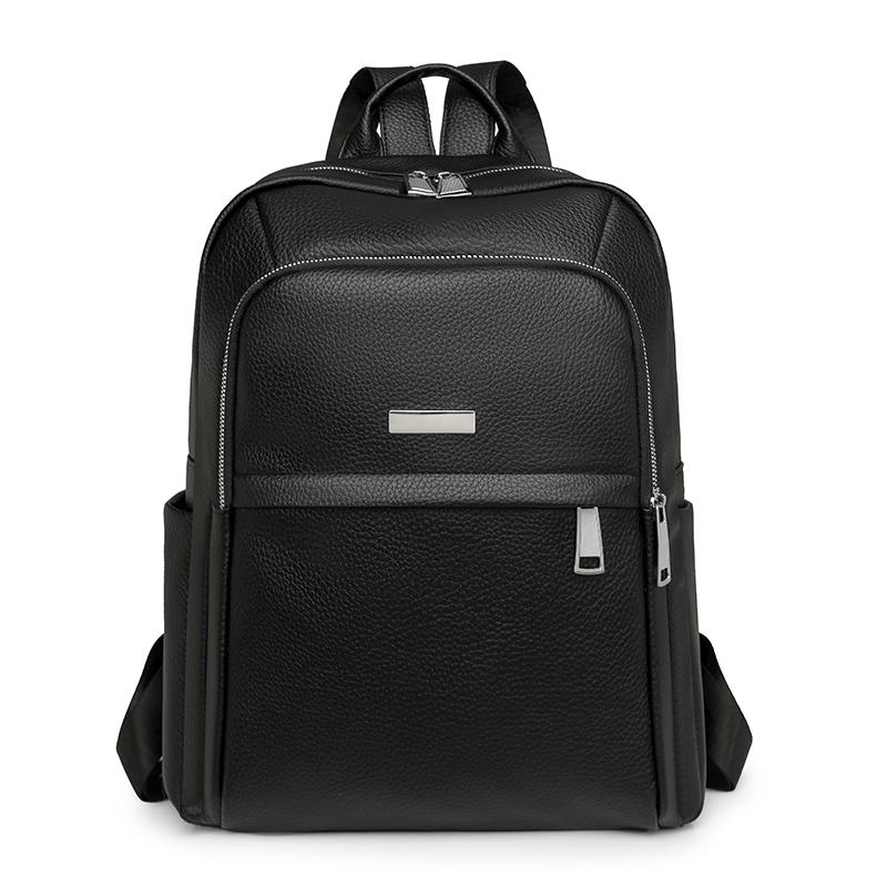 Einfarbiger PU-Rucksack Studenten-Schultasche Damen Rucksack mit großem Fassungsvermögen