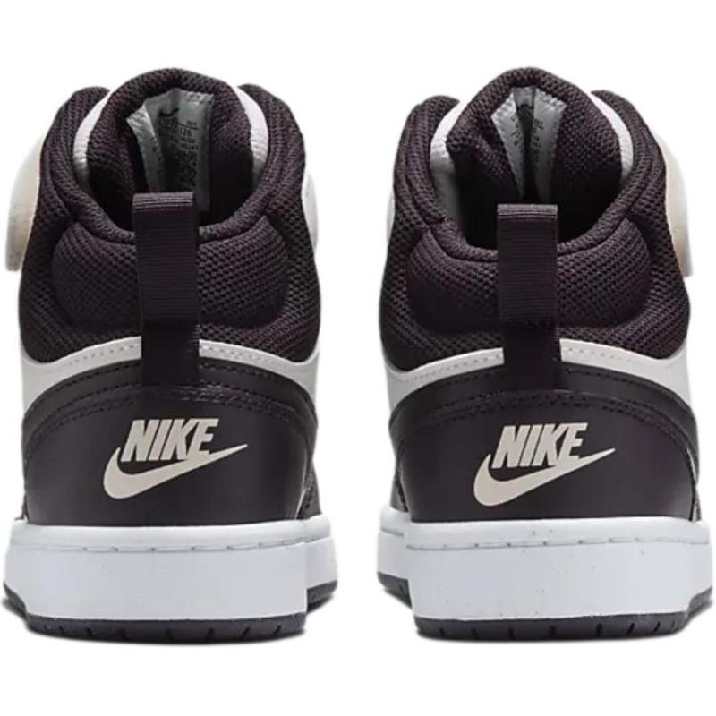 Nike Court Borough 2 Slip Resistant Abrasion Resistant Mid top Kids' Skateboarding Shoes White Burgundy Teenagers Sneakers CD7782-126