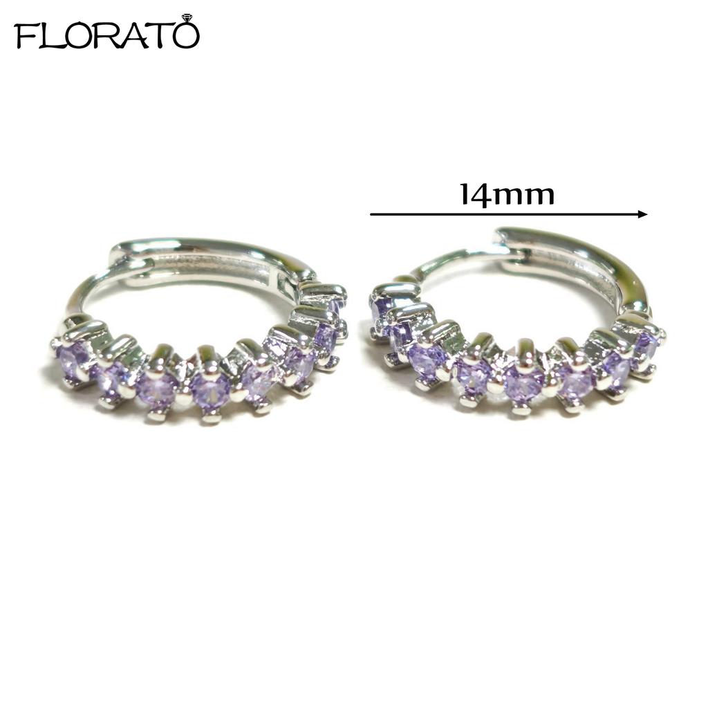 925 Silver Needle Elegant Purple Earrings Exquisite Small Hoop Earrings for Women Fashion Puncture Jewelry Accessories