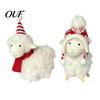 Cozy Holiday Accents Plush White Sheep Christmas Ornament, Cute Knit Hat Lamb Tabletop Decoration, Soft Tree Ornaments Fabric Hanging Pendant