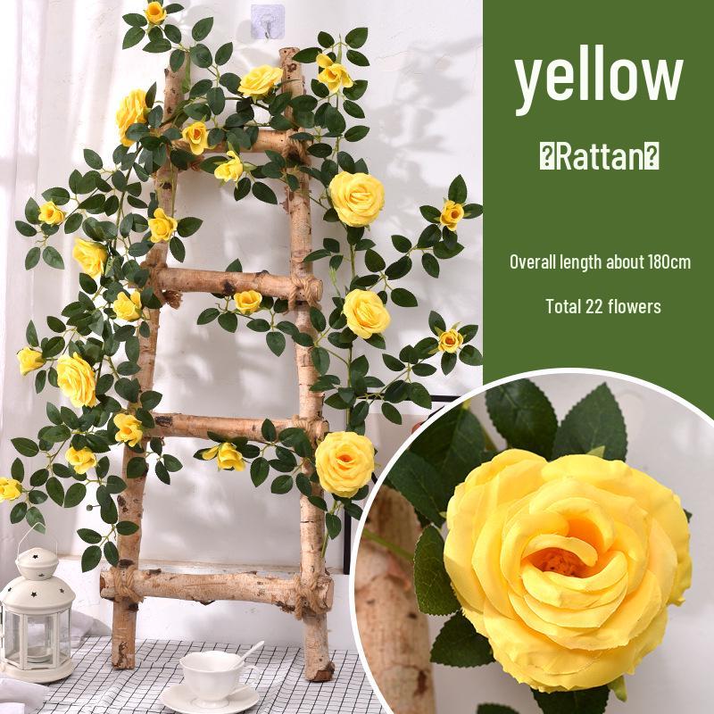 Artificial Rose Vine for Indoor Wall & Air Conditioning Pipe Decoration