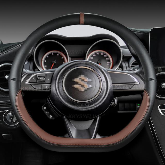 Microfiber Leather D Shape 38cm Car Steering Wheel Cover For Suzuki Swift 2017 2018 Sport Auto Accessories