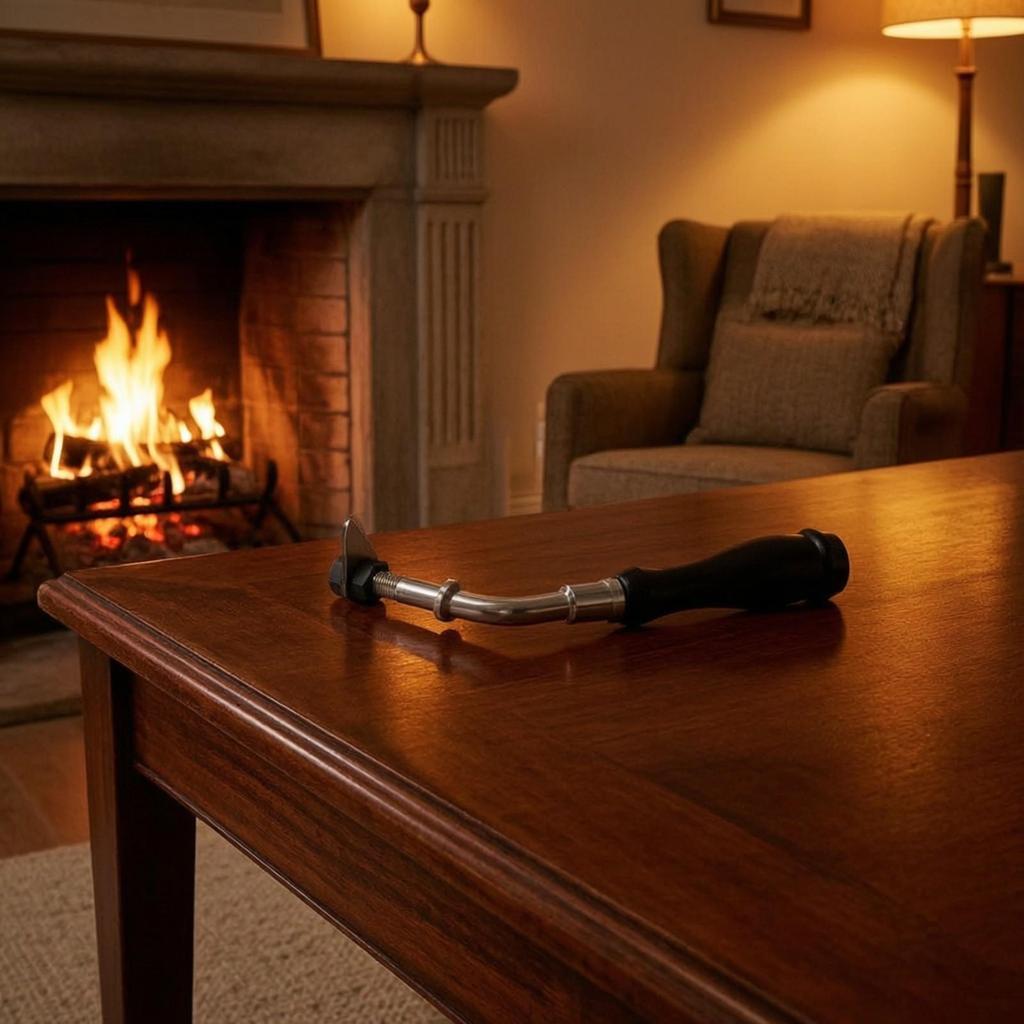 Fireplace Handle with Insulated Grip Threaded Metal
