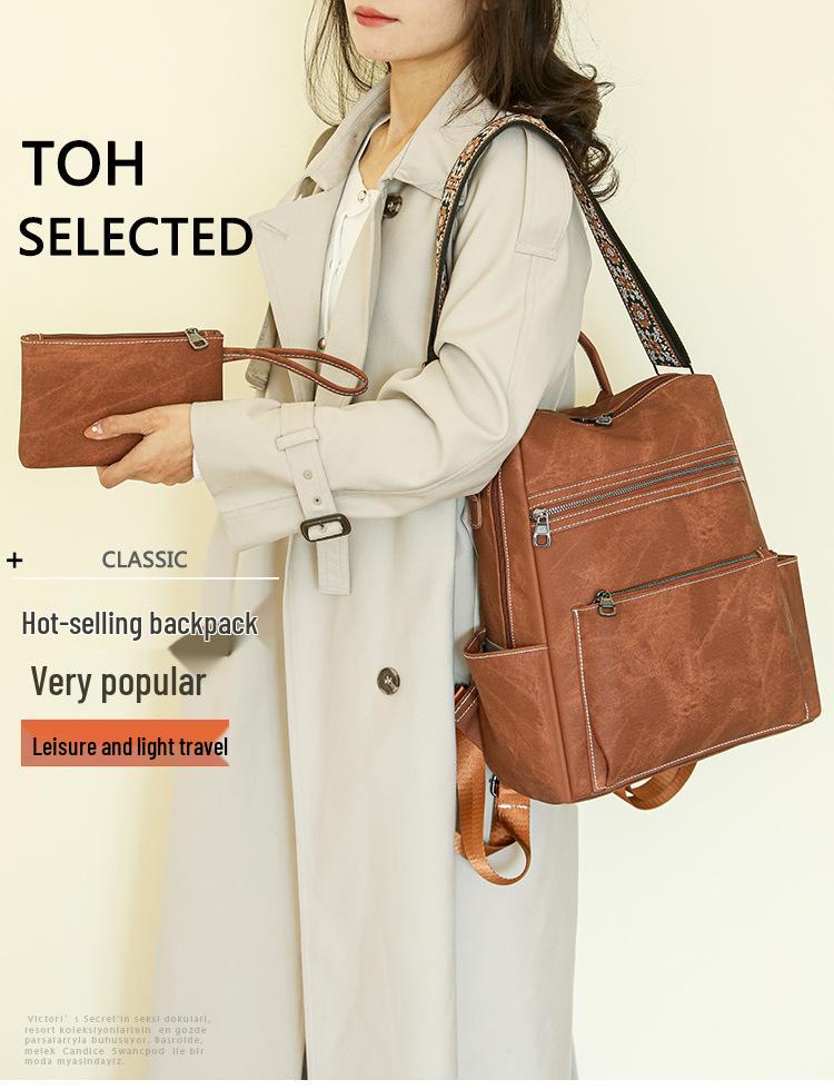 Cute Retro Lightweight Backpack for Women & Girls - Large Capacity, Dual-Purpose for Leisure & Travel