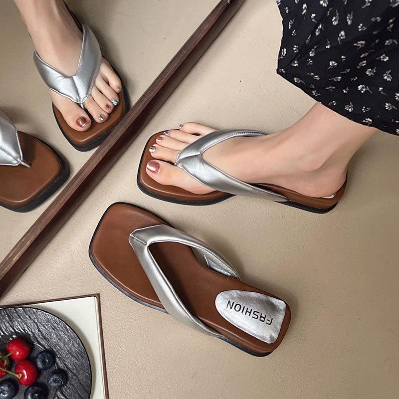 Soft Bottom JX Cool Slippers Female Summer Wear New French Fairy Style Flip-flops Thick Bottom Clip Toes Beach Cool Slippers