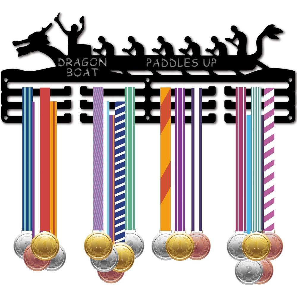 Metal Medal Holder Rack Wall Mounted Black Holds Over 60 Medals for Dancer Runner Ballet Swimmer 15.7 x 6 Inch