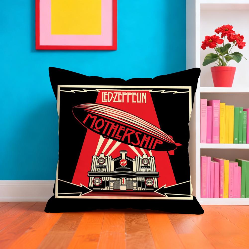 Band Rock L-Led Z-Zeppelins Cushion Cover Plush Fabric Soft Double-Sided Printed Sofa Warm Winter Home Gift Pillow Case