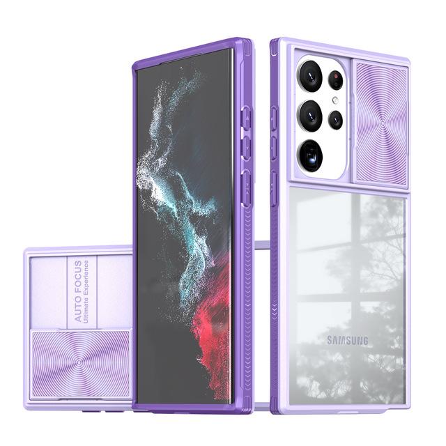 

Чохол для Samsung Galaxy S23 Ultra /S23 Plus /S23 з ковзною кришкою для камери, захистом лінз, 360° повним покриттям, акриловий чохол Samsung S23 Plus лавандовий