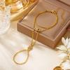 Personalized Vintage Eye Zircon Finger Chain for Women Dainty Copper Pave Link Hand Bracelet Gold Jewelry