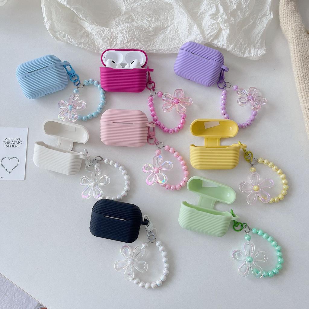 New apple AirPods silicone earphone case hand beads + horizontal silicone color silicone AirPods pro1
