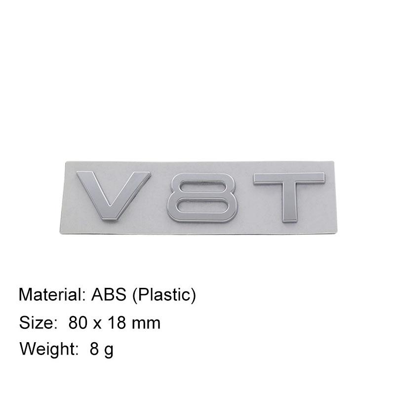 3D V8T V6T V6 V8 T for A1 A3 A5 A6 A4 A7 Q3 Q5 Q7 car Hood Fender trunk Rear Bonnet Nameplate Decal Emblem Badge Sticker