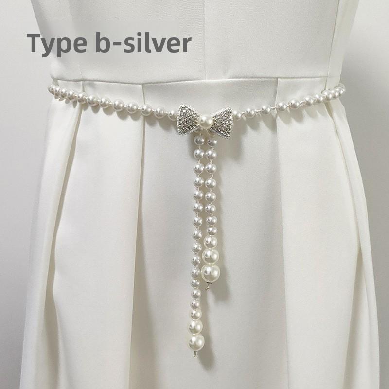 Mary Korean style pearl waist chain women's belt fashion dress decoration rhinestone beaded waist sash