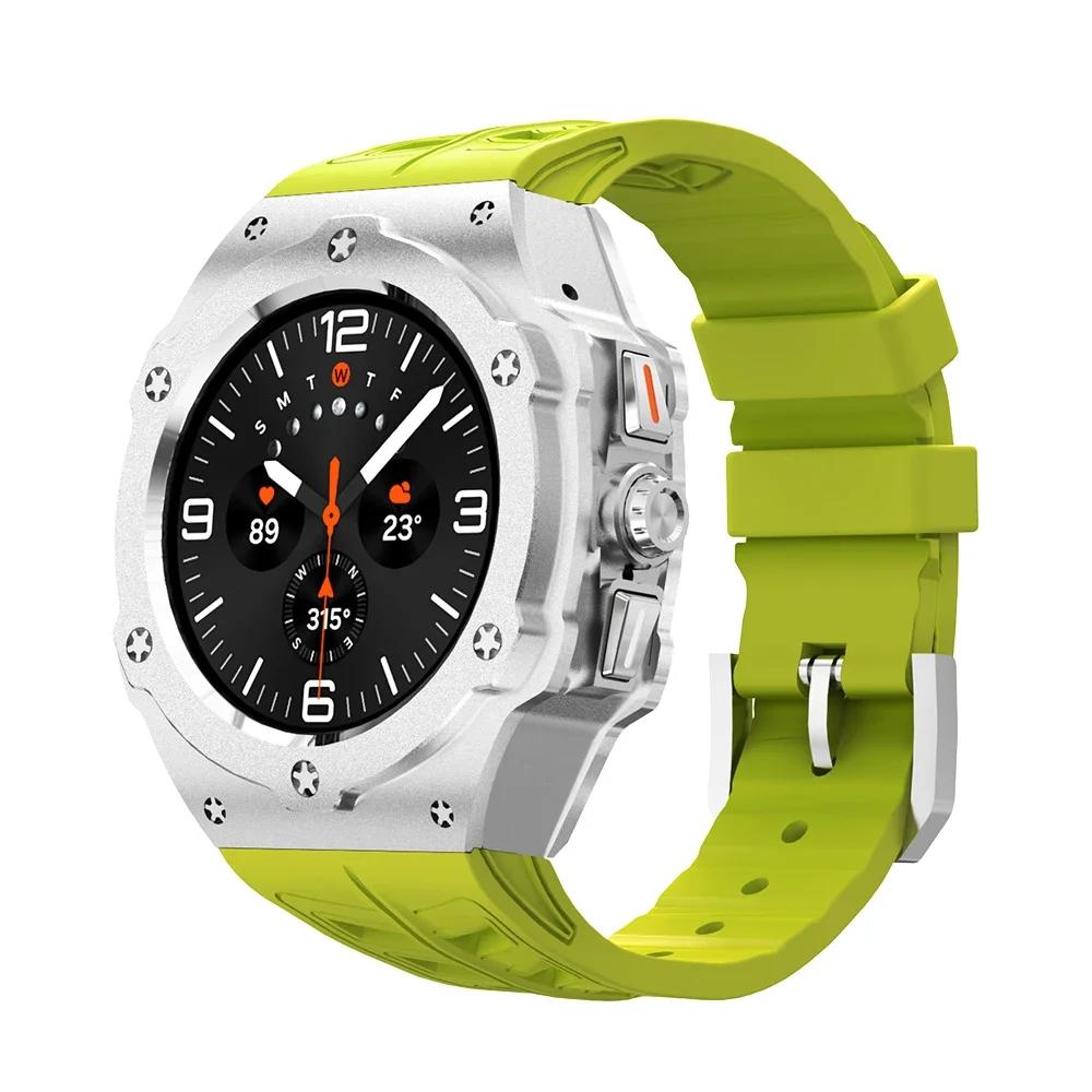 

Aluminium Case Silicone Strap Modification Kit for Samsung Galaxy Watch Ultra 47mm Band Luxury Bracelet for SAMSUNG ULTRA 7 47MM Galaxy watch ultra срібні зелений колір