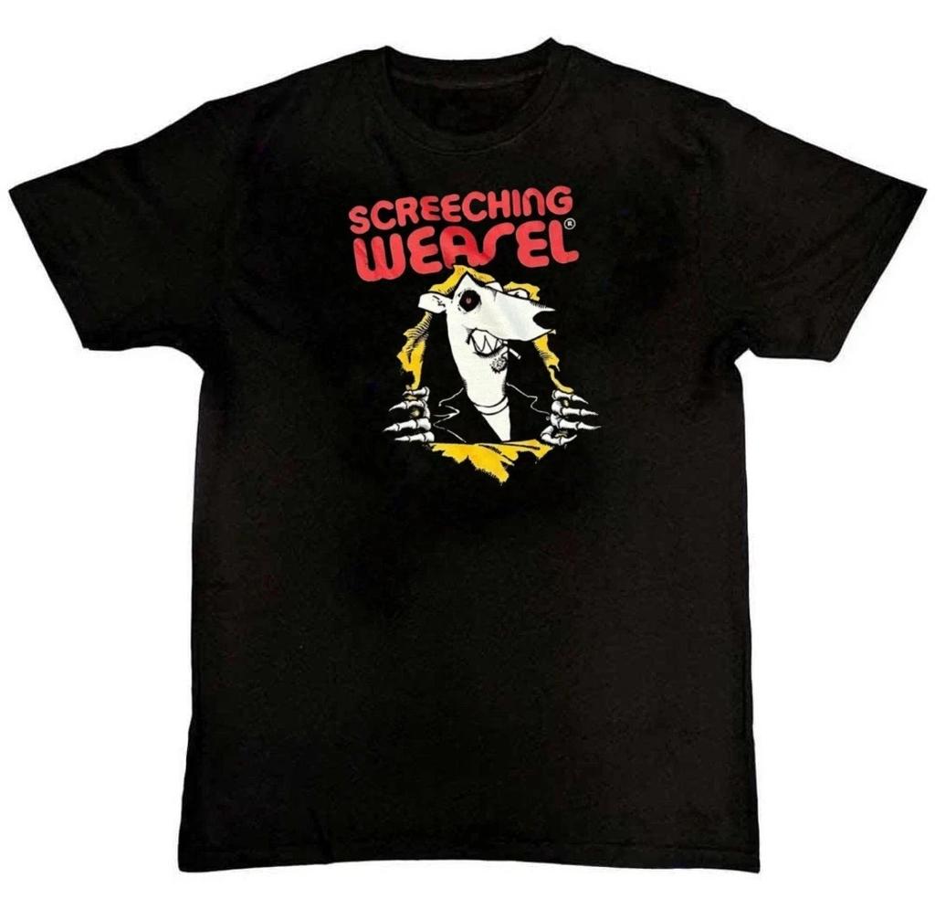 Vintage Męski Unisex T-shirt z Graficznym Nadrukiem Screeching Weasel