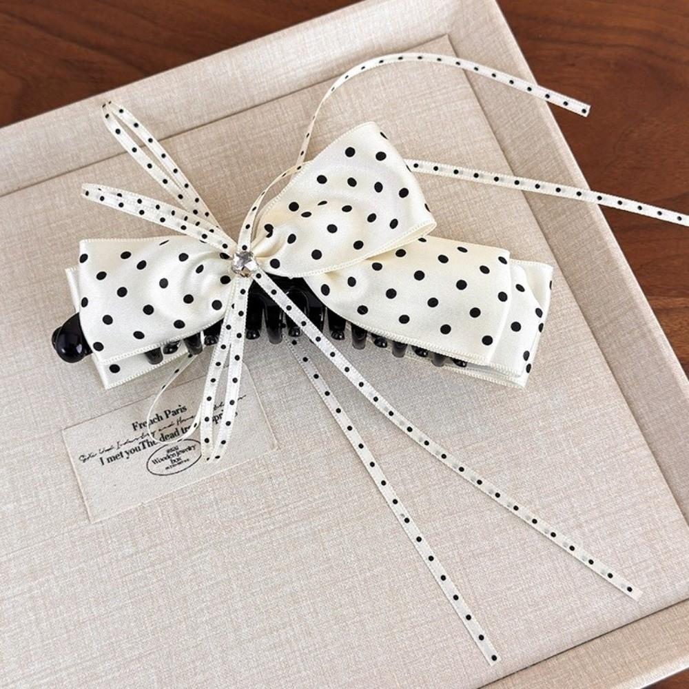 Cloth Ribbon Banana Clip Sweet Sweet Hair Accessories French Polka Dot Bow Hair Clip Women Girls