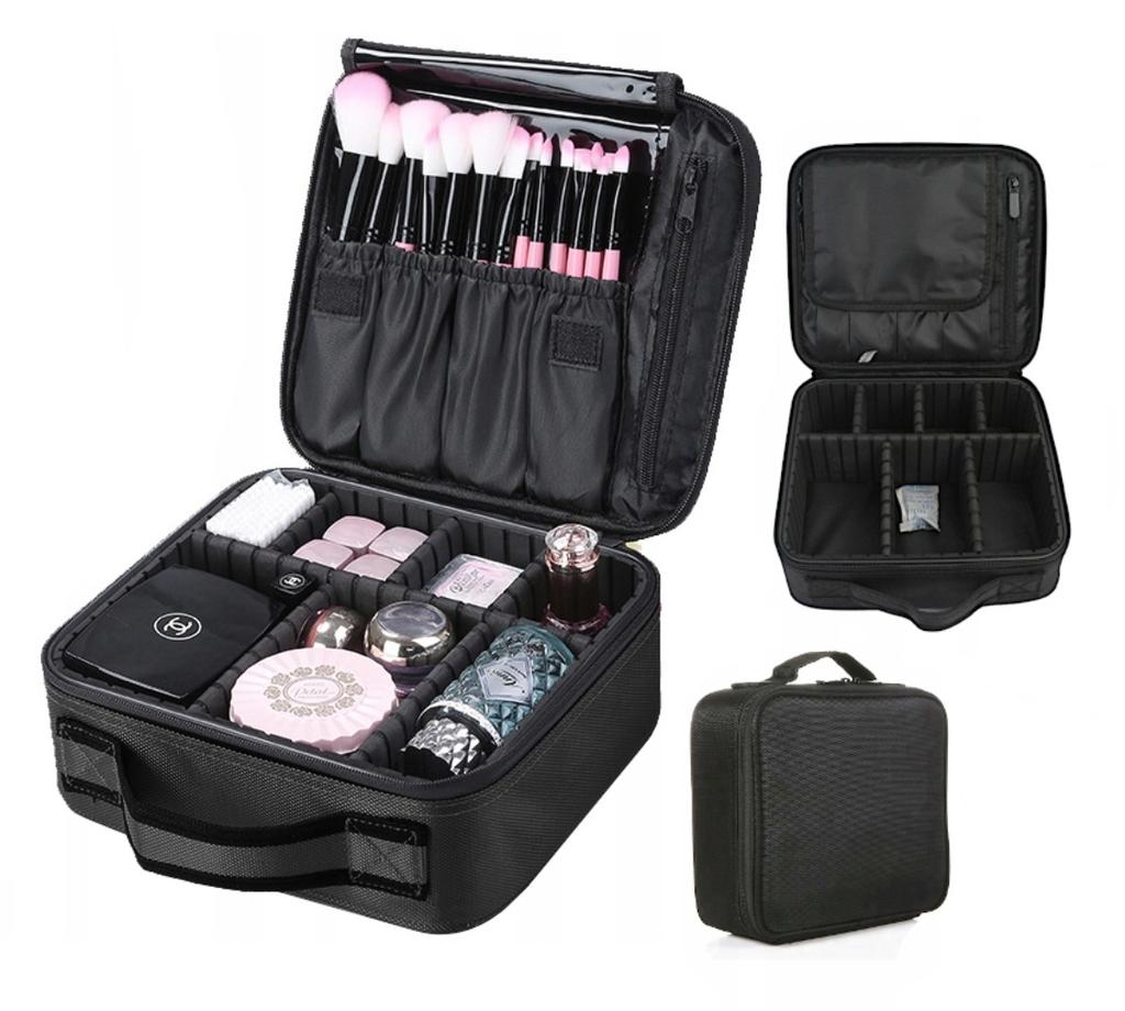 Women's cosmetic bag organizer case with compartments, perfect for traveling