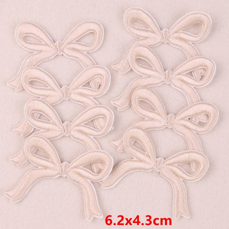 10PCS Pink Bow Embroidery Patches Iron On Patches For Clothing Cartoon Cute Pink Patches On Clothes Kids Stickers DIY Applique