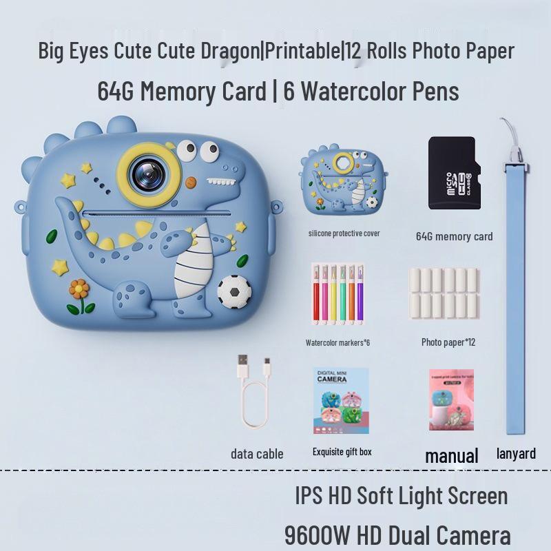 Children's Instant Print Camera: Capture Photos & Videos, Ideal Toy Gift for Girls Z13