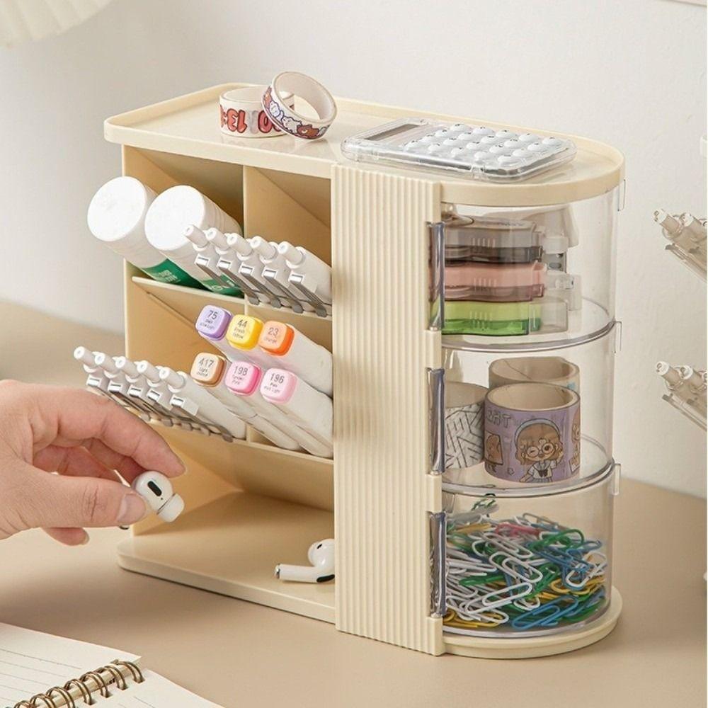 Large Capacity Student Pen Holder Organizer Drawer Style Cosmetic Storage Cabinet  Study Room
