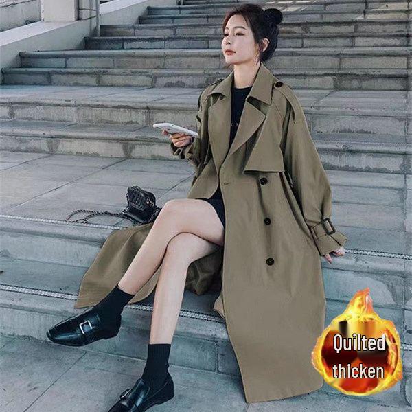 2025 Autumn/Winter Korean Style Mid-Length Petite Trench Coat for Women