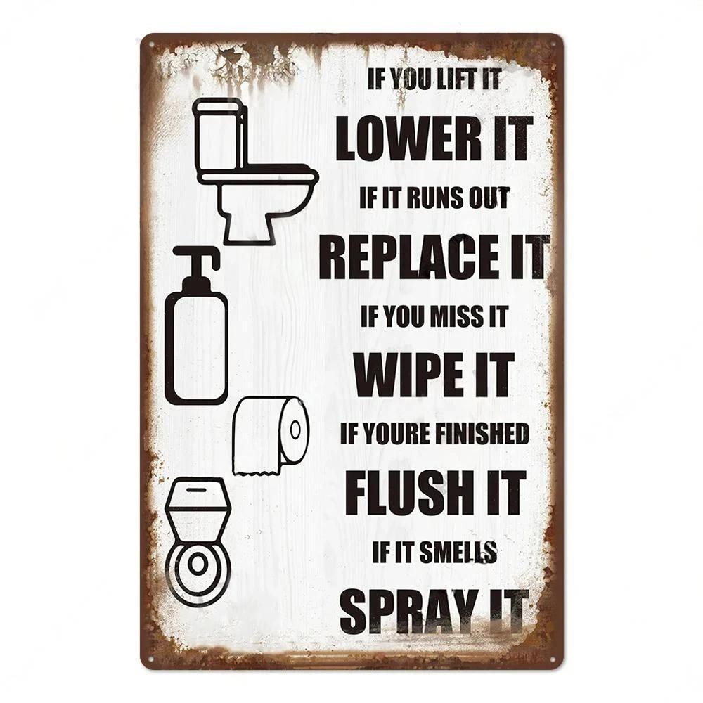 Vintage Tin Sign Bathroom Poster Decoration Bathroom Vintage Metal Plate Wall Art Bathroom Decoration Wall Painting Aesthetics