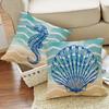 1/4pcs Coastal Throw Pillow Covers Watercolor Beach Ocean Theme Seahorse Starfish Shell Coral Cushion Cases for Home Patio Decor