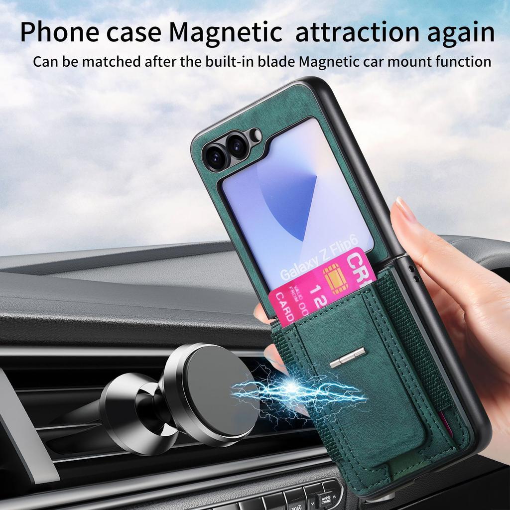 Applicable to Samsung Z Flip1 phone case Hidden bracket PU all-inclusive card Galaxy zflip1 case