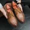 Men's Shoes Spring Dress Leather Shoes Fashion Lace-up Casual Shoes British Business Derby Shoes Brock Leather Shoes Men