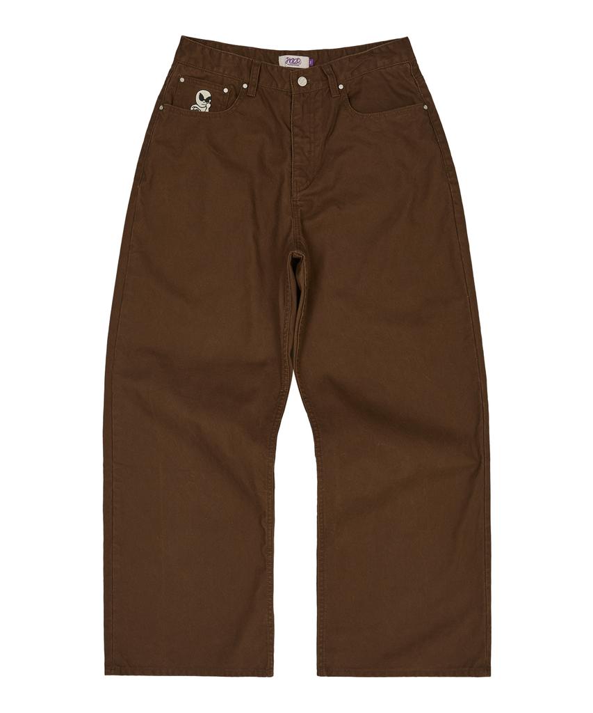 HOODHOOD Hd Chain Embroidery Cotton Pants Brown