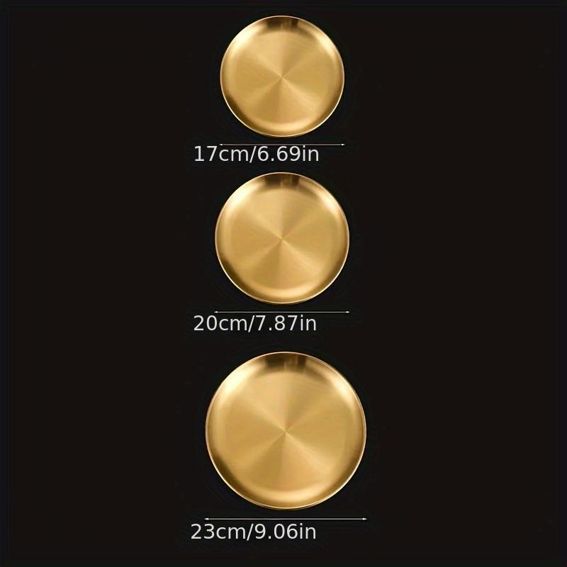 1pc Korean Style Stainless Steel BBQ Meat Plate - Gold Plated Cake and Dessert Serving Plate for Fruits and Snacks