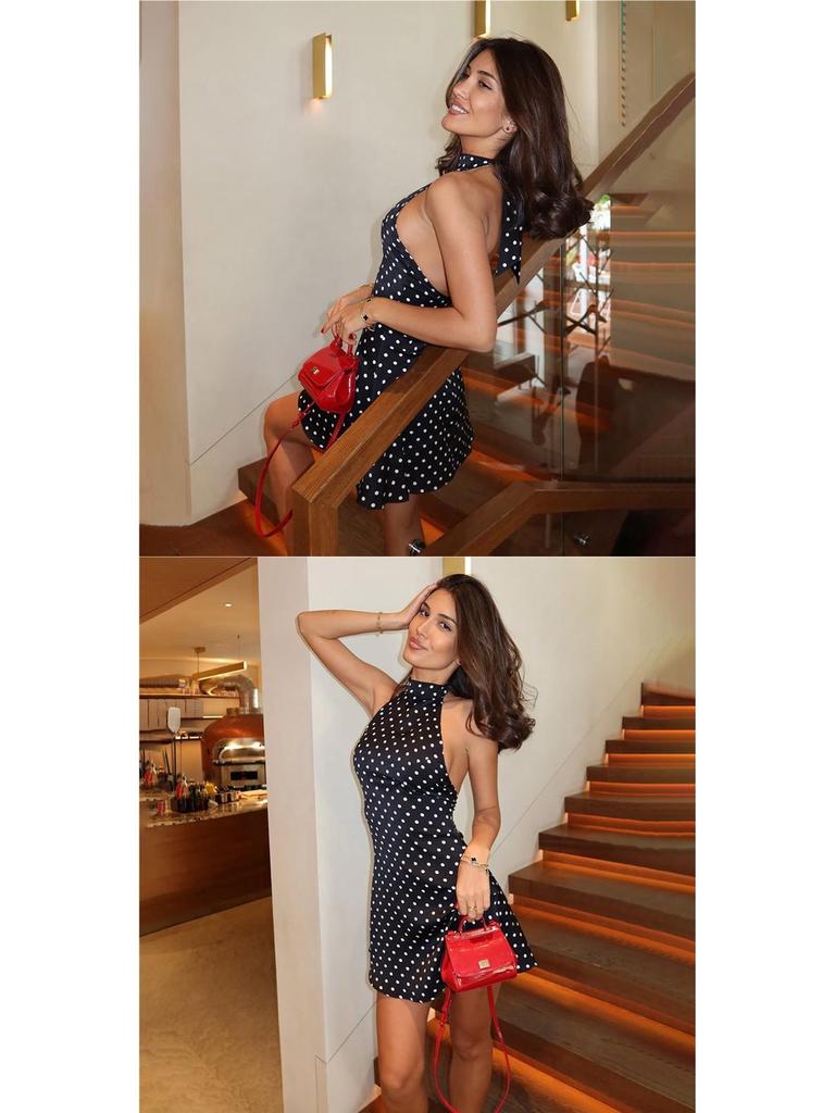 European & American Style Polka Dot Sleeveless Bodycon Dress