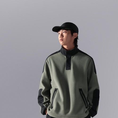 Li Ning LiNing Loose Pullover Long-Sleeve Fleece Sweatshirt for Men, Green