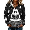 Women's Halloween Print Hoodie Button Front Long Sleeve Sweatshirt