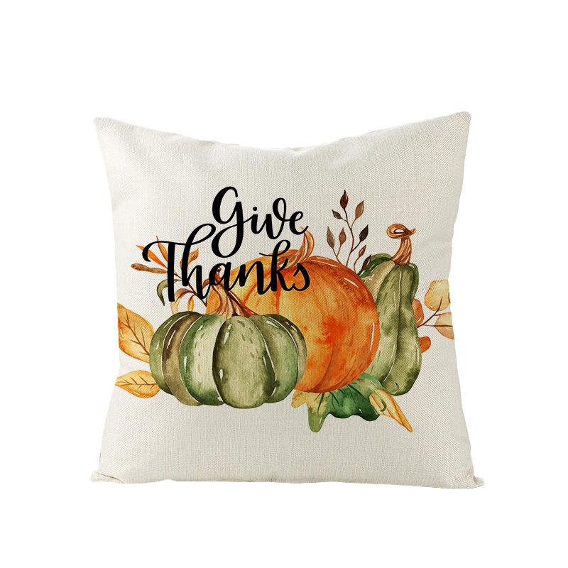 Home Thanksgiving Pillow Cover New Autumn Pumpkin Polyester Printed Cushion Cushion Cover
