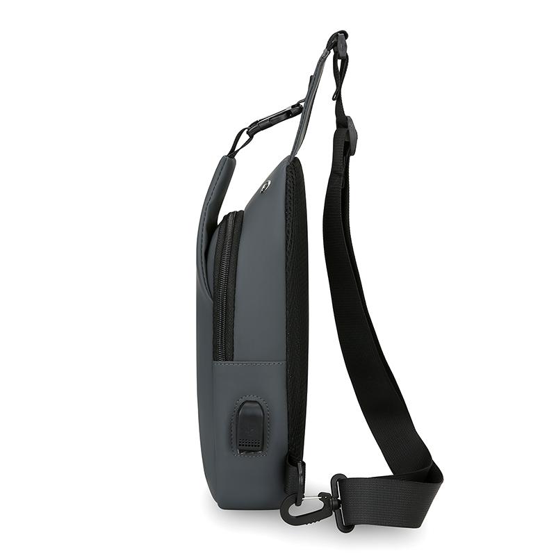 Men Bag Fashion New Solid Color Men Chest Bag Outdoor Casual Fashion One Shoulder Crossbody Bag USB Charging Shoulder Bags