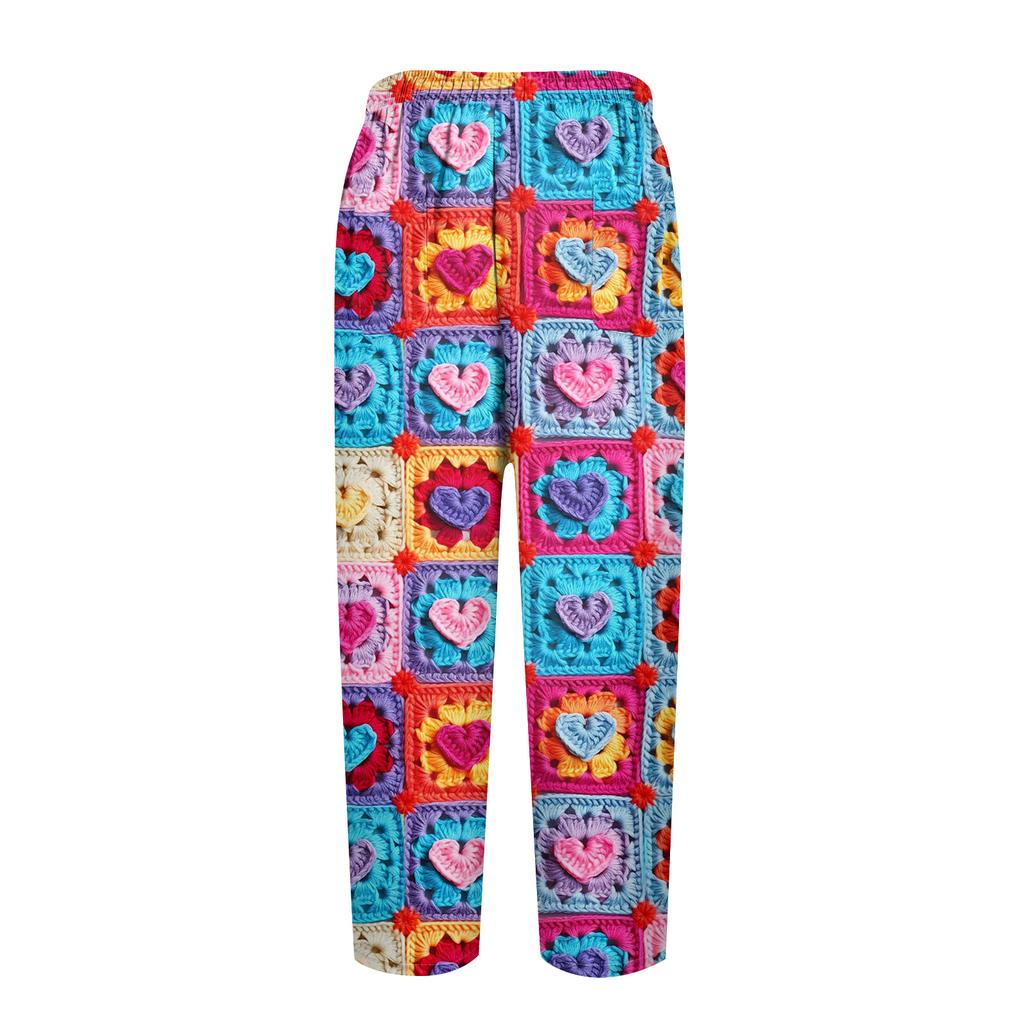 Damen Freizeithose Modische Print Kordelzug Taschen Elastische Taille Hose