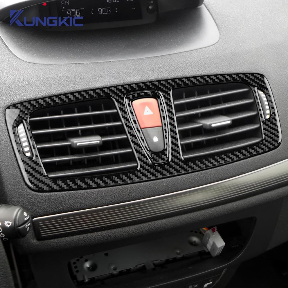 Real Soft Carbon Fiber Sticker For Renault Megane RS 2009 2010 2011 2012 2013 2014 2015 LHD RHD Car Center Console Air Outlet