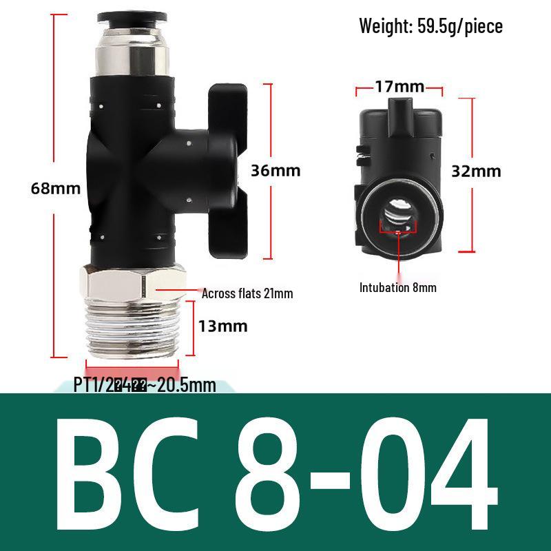 Pneumatic Hand Valve Set with Quick-Plug Connectors BUC 4/6/8/10mm