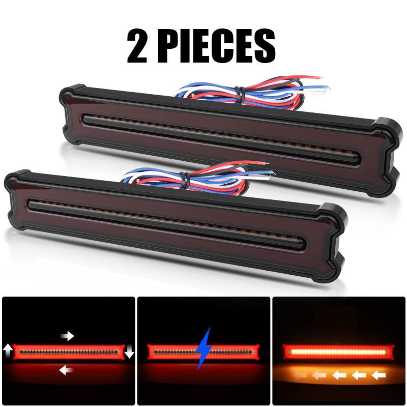 3 In 1 Motorcycle Led Tail Light Sequential Turn Signal Lamp Brake Stop Lights For Moto Pickup Truck Trailer Cargo RV 12V 24V