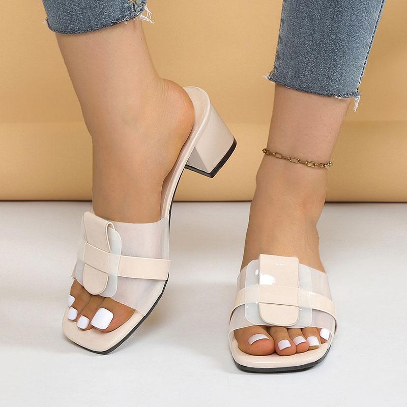 Summer Women Pumps Sandals PVC Jelly Slippers Open Toe High Heels Woman Fashion Cool Mules Slides Sandalias De Mujer 2024 New