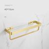 30-50CM Brushed Gold Glass Shelf  Aluminum Bathroom Storage Holder Bath Shower Shelf  Bathroom Shelf Mirror Wall Tray Towel Bar