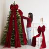 Christmas Tree Bow Topper 70.8 Inches Red Large Velvet Party Supplies Big Christmas Bows For Fireplace Mantels Front Doors